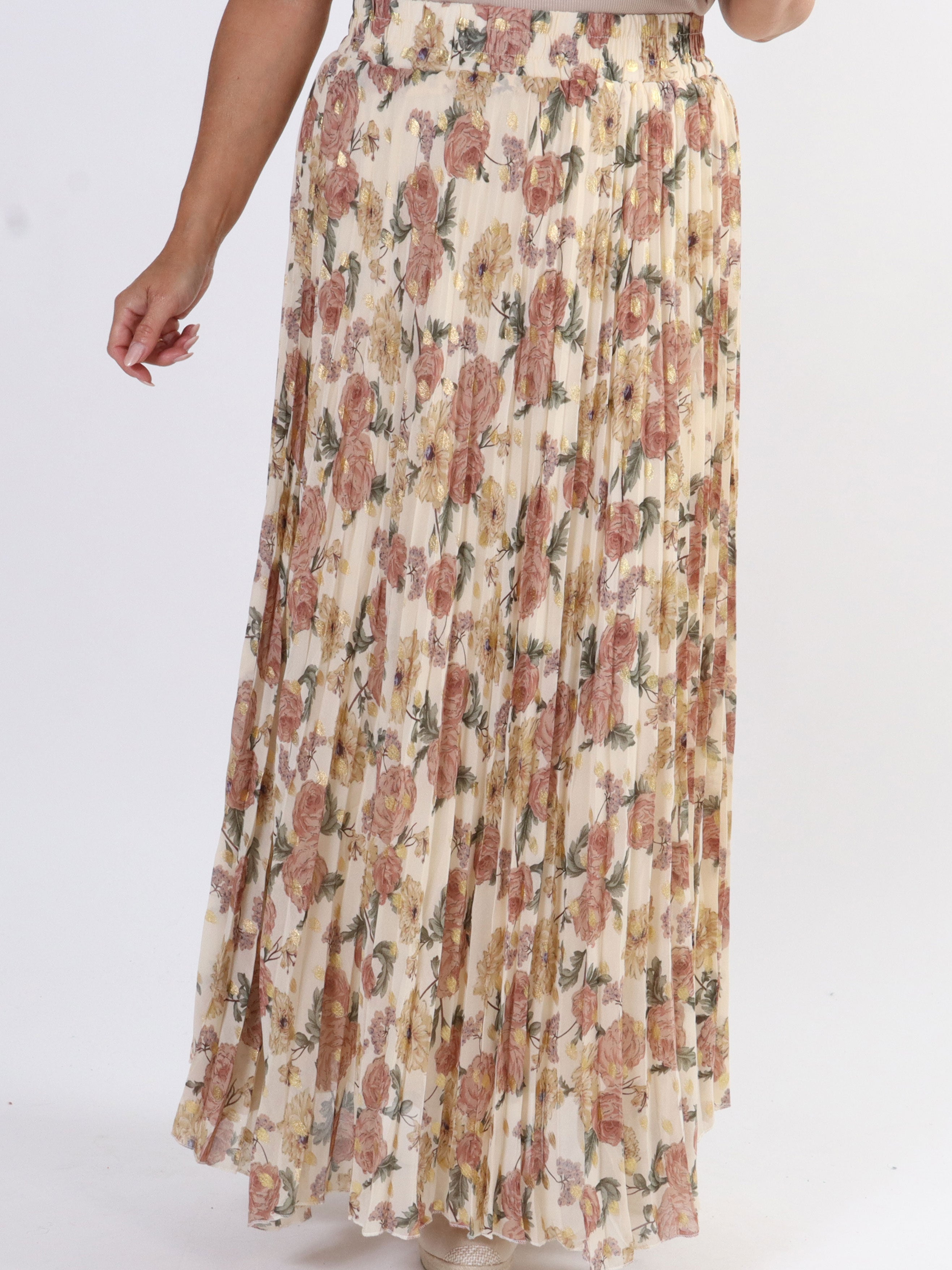 Josefine - Sød plisseret nederdel med blomsterprint